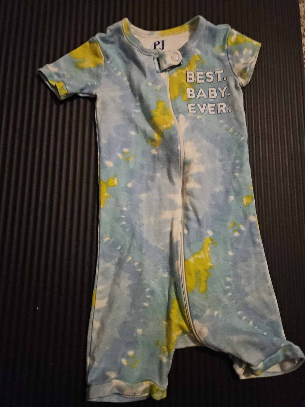 PJ Short-Sleeve Tie-Dye Baby Pajamas - Blue & Yellow - Best. Baby. Ever.